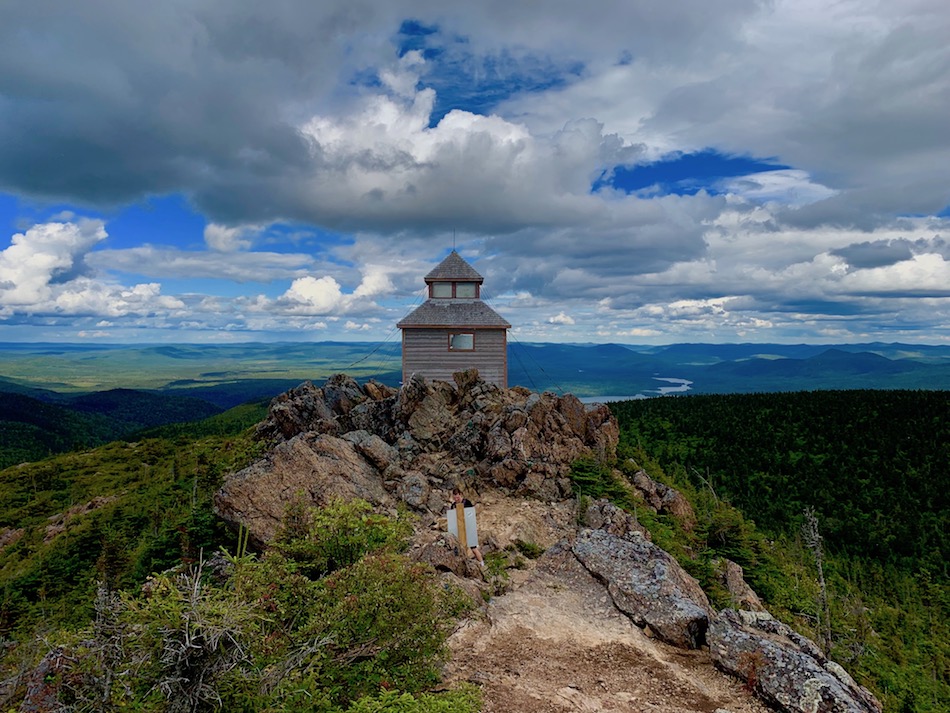 An old fire watchtower at the top of the Mount Carleton trail. 