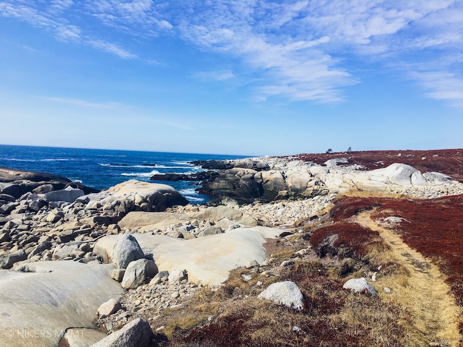 Coastal views of large Nova Scotia rocks and the ocean. 