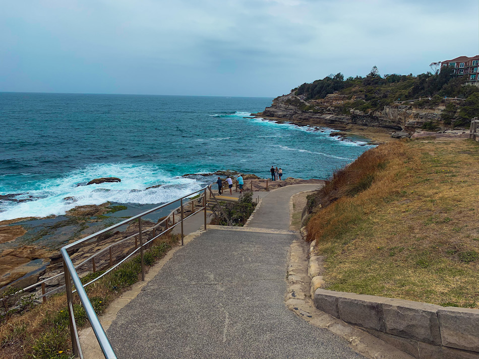 The paved trail along the Bondi To Coogee walking trail. 