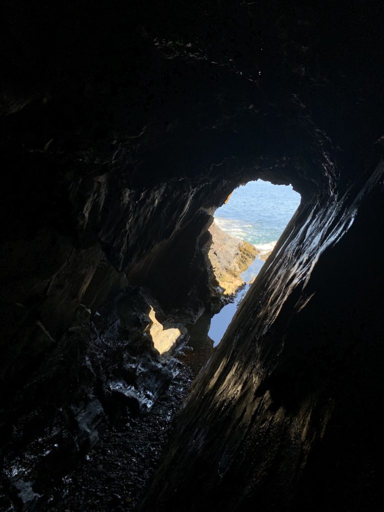 View of inside Tucker's Tunnel sea cave at Ovens Natural Park.