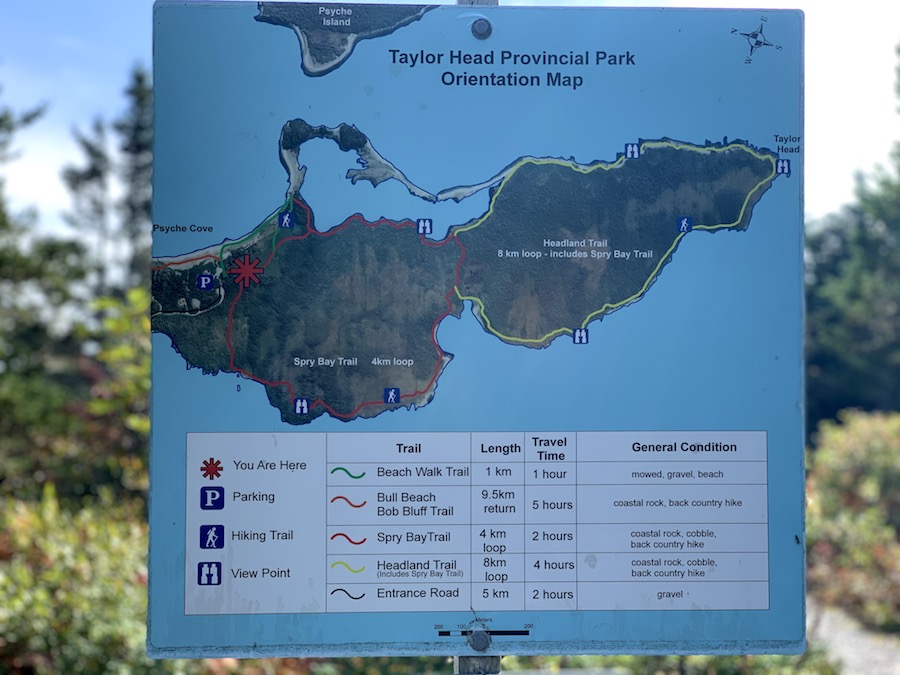 Taylor Head Provincial Park trail map.