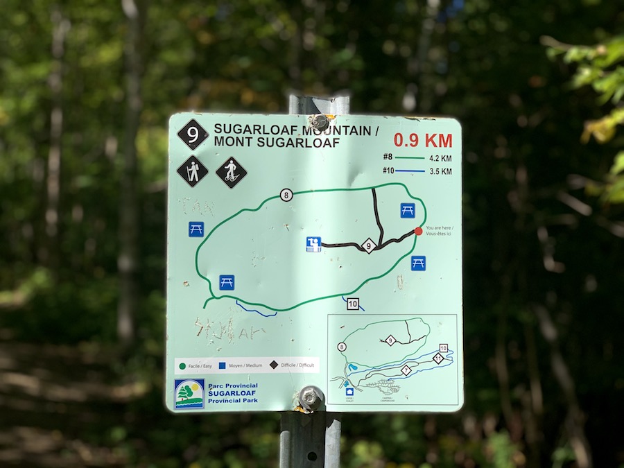 The Sugarloaf Mountain trail map. 