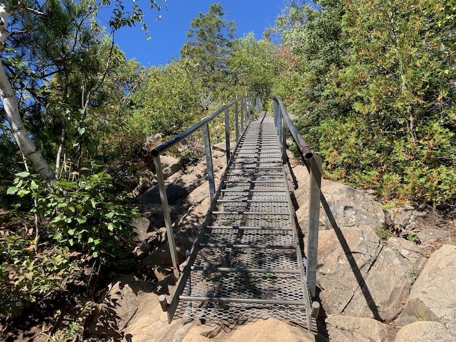 Steep metal stairway on the Sugarloaf Mountain trail.