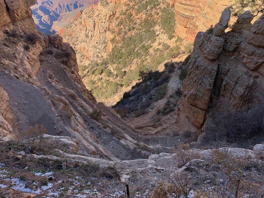Above photo of the switchbacks down the South Kaibab Trail in the Grand Canyon.