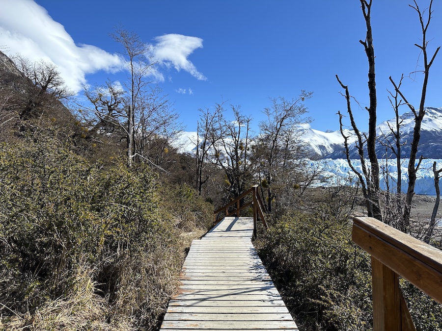 View of the boardwalk portion of the  Perito Moreno Glacier hike after ice trekking. 