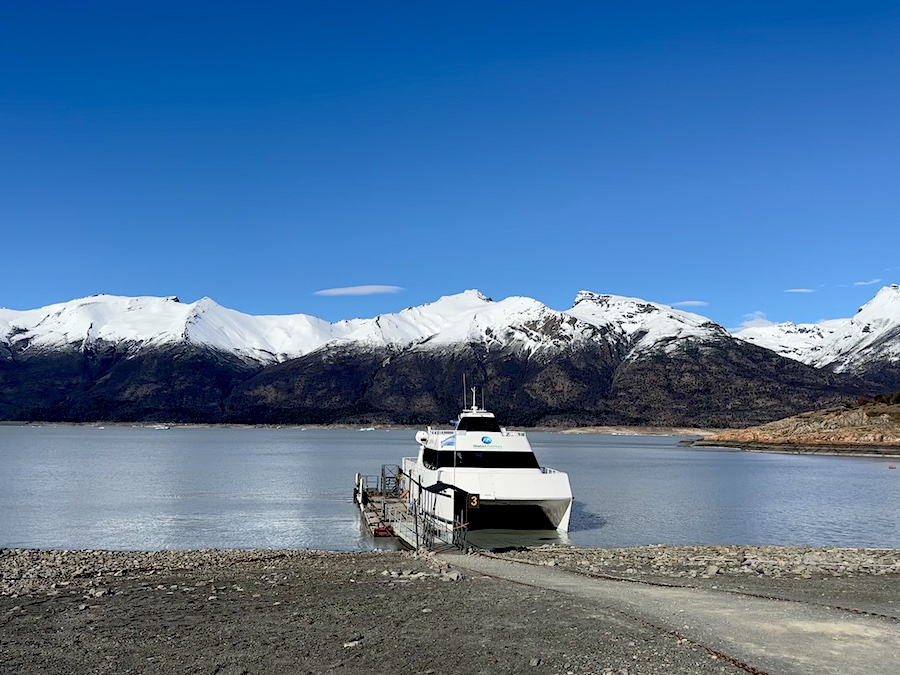 Hielo & Aventura boat that takes hikers to Perito Moreno Glacier.