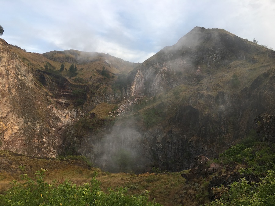 Steam coming out of a Volcano crater 